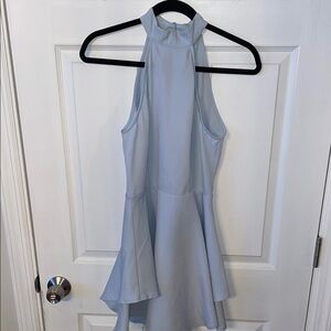 Chic Sky Blue Halter Mini Dress